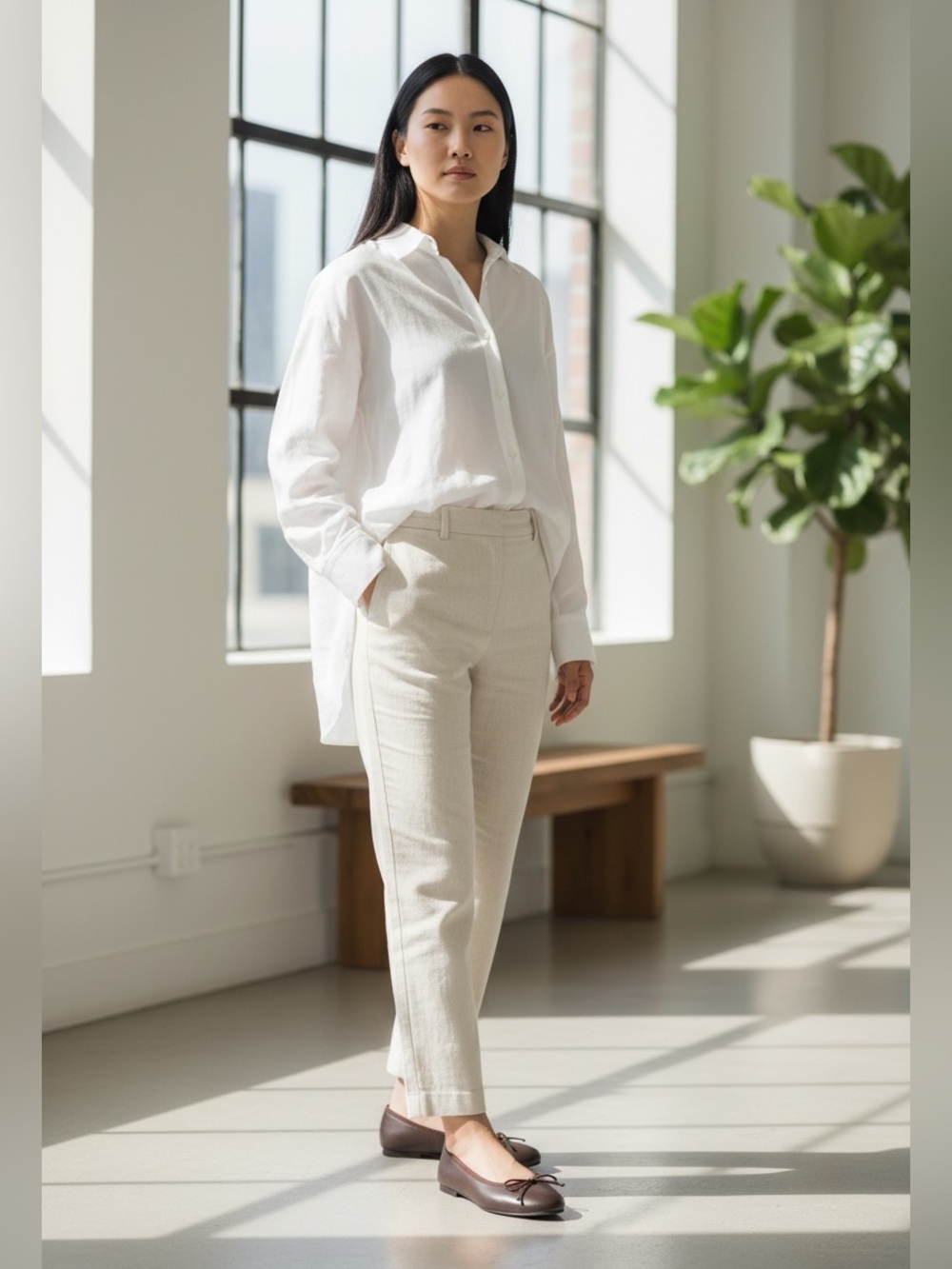 Margaux Brown Leather Ballet Flats
